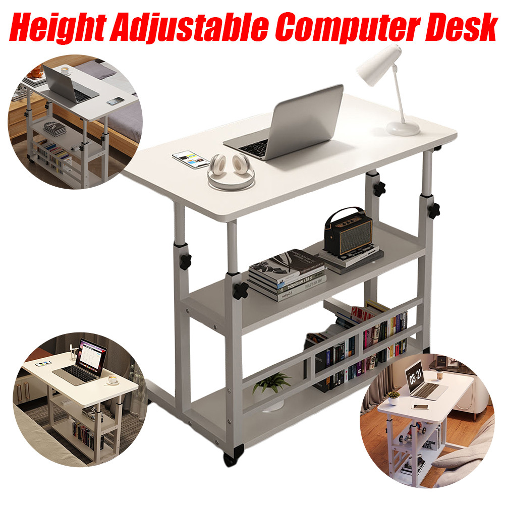 Height Adjustable Computer Desk Multi-Layer Storage Stand-up Workstation Height Adjustable Laptop