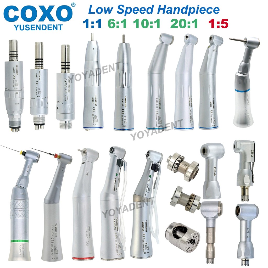 COXO Handpiece Dental Turbine Fiber Optic High Speed Handpiece LED Low Speed Handpiece Fit KAVO NSK