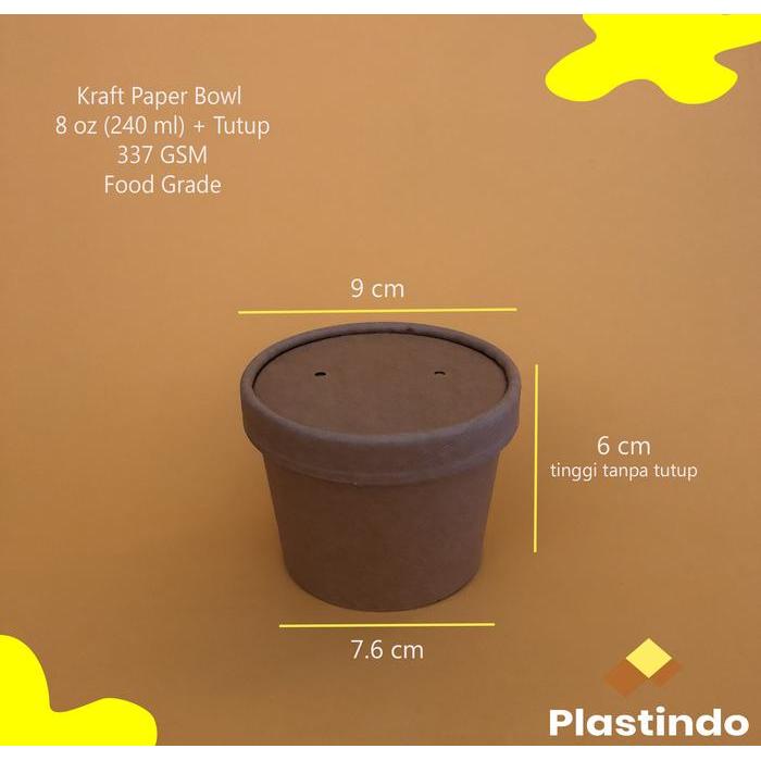 [25 PCS] Brown Paper Cup 8 oz 240 ml Cup Ice Cream Food Grade Kraft Cup Bowl Soup Cup