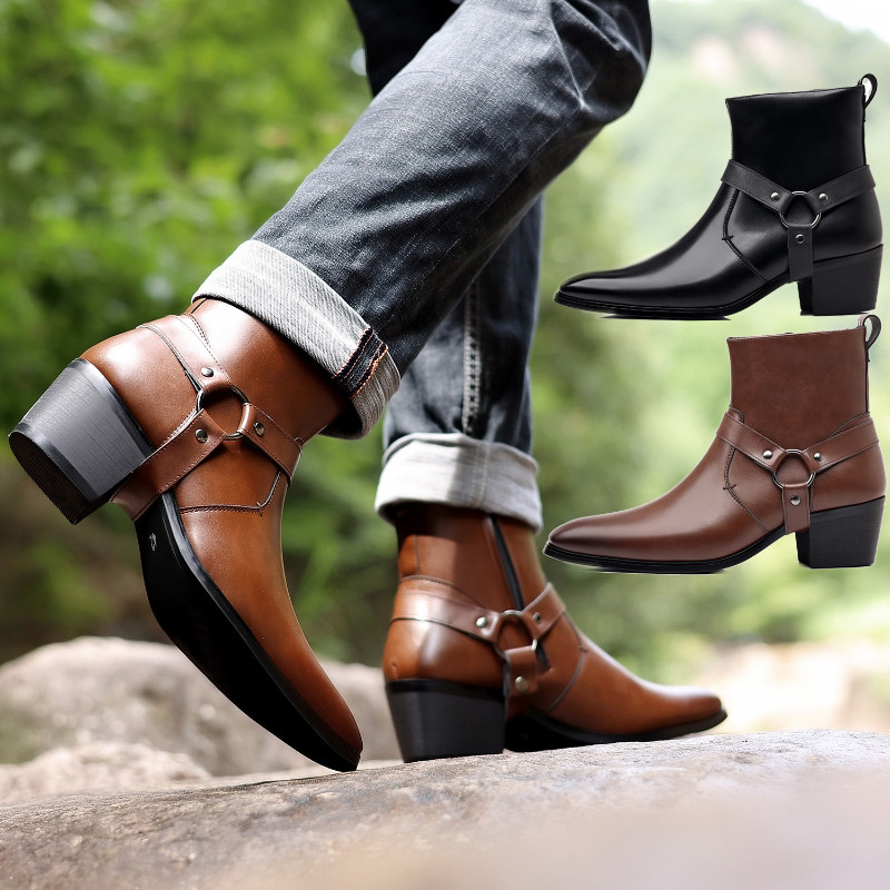 Classic Western Cowboy Rider Boots Men Formal Boots Brand Designer Side Zipper Chelsea Boots Men