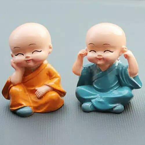4Pcs Miniatur Patung Budha Biksu Botak Dekorasi Pajangan Mobil Figure
