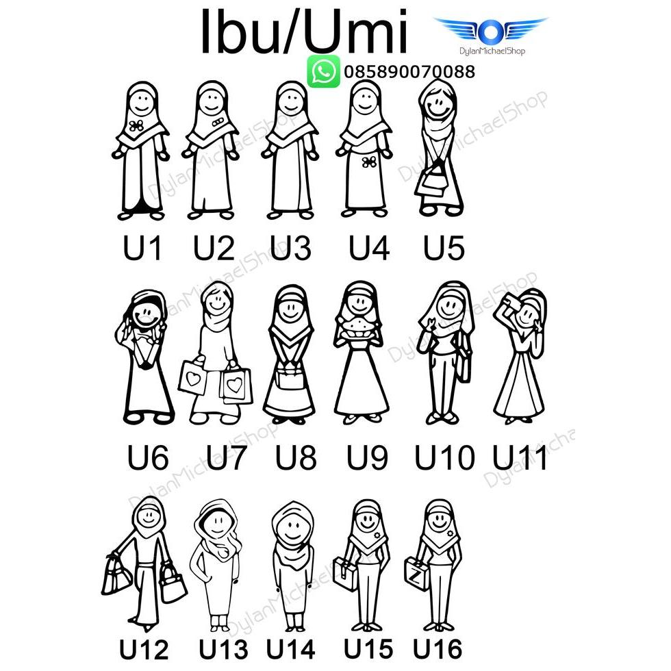 "New" Stiker Kaca Mobil Happy Family Keluarga Muslim (sticker)