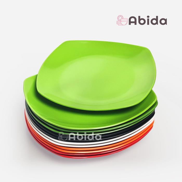 Abida 1 Lusin Piring Kotak Melamin 9,5 inch Piring Makan Lusinan M5395