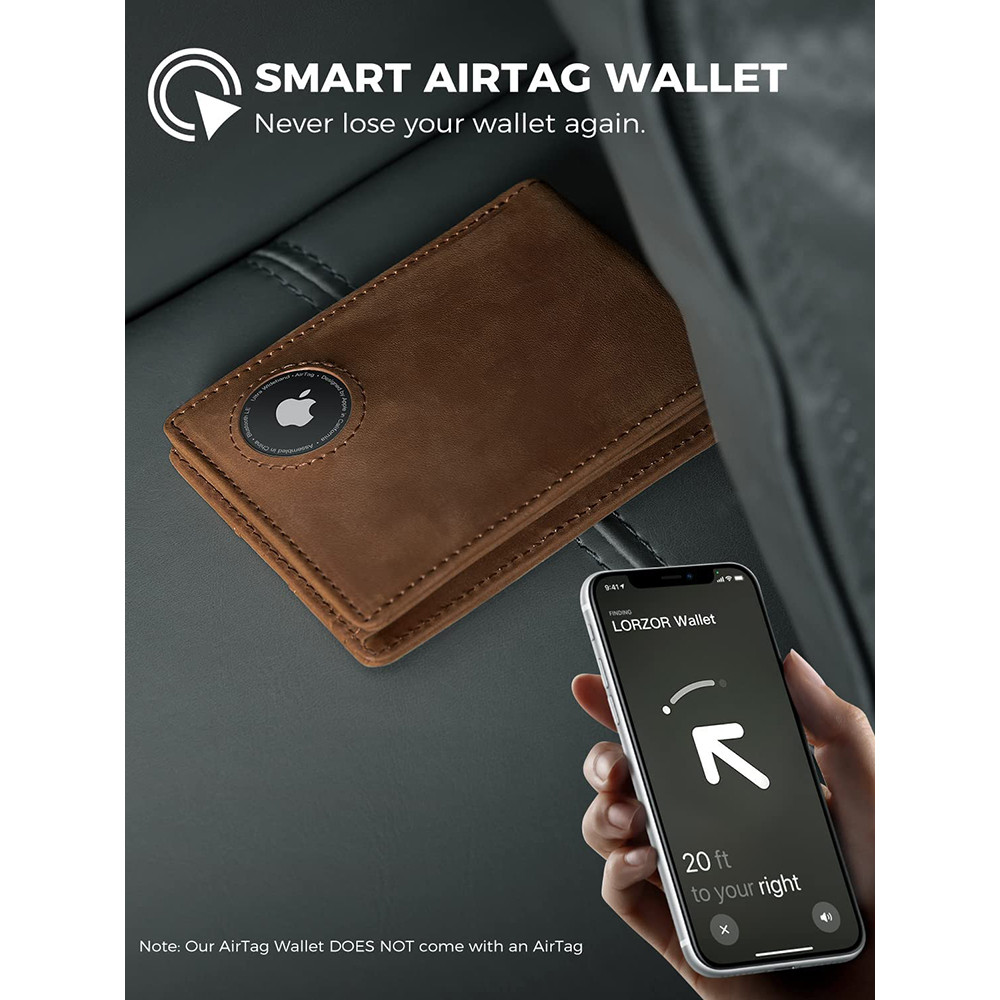 Retro Minimalist Men's AirTag Wallet RFID Wallet Multi Card Holder for  AirTag