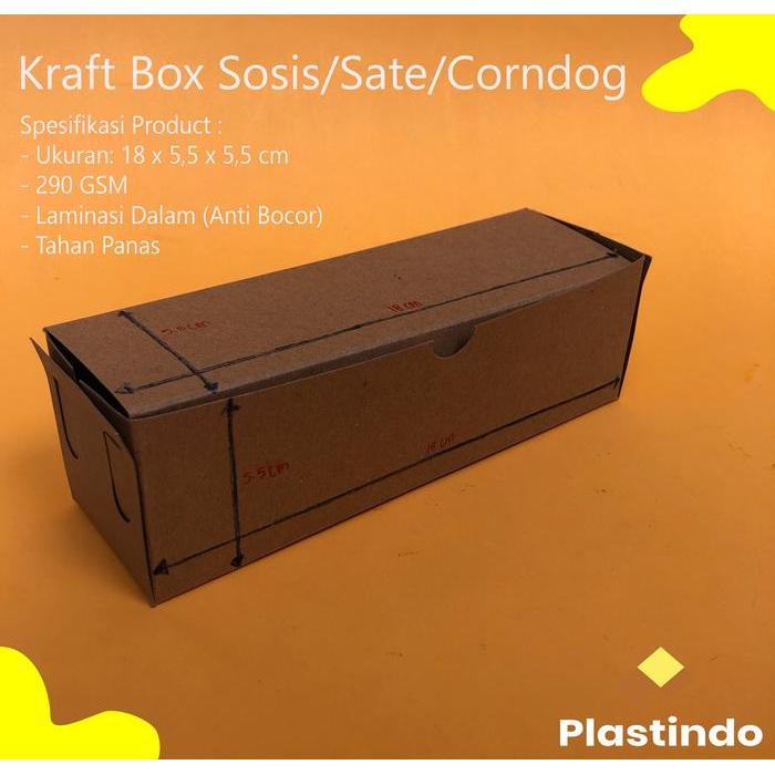 Box Kraft Sosis / Sate / Corndog 18x5,5x5,5 cm Box Corndog