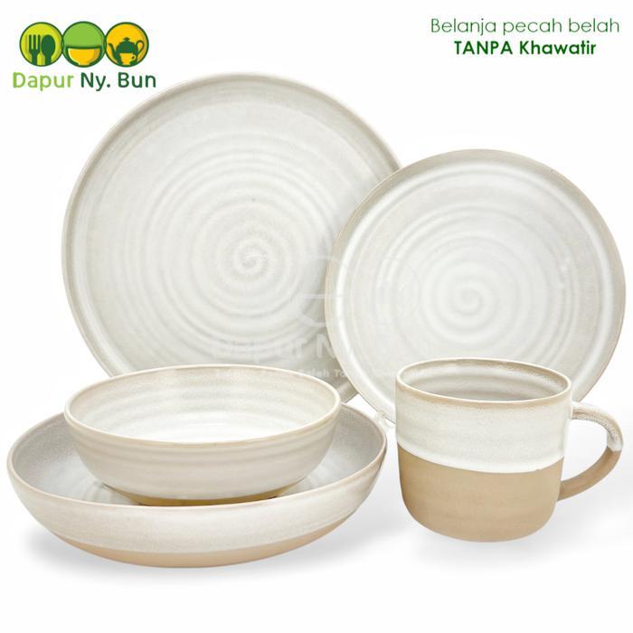 Piring Mangkok Gelas Mug Keramik Series Cream Cantik Estetik Pyramid