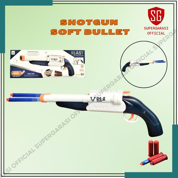 Mainan Anak Shotgun double barrel toy Soft bullet shell eject gun blast super