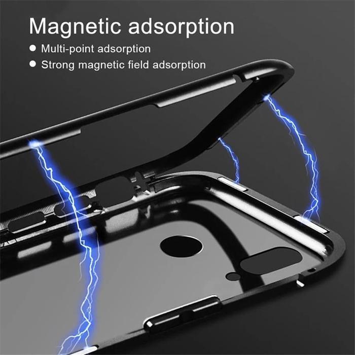 360 Hardcase Vivo Y12 Flip Bumper Metal Magnet+Glass Case Cover