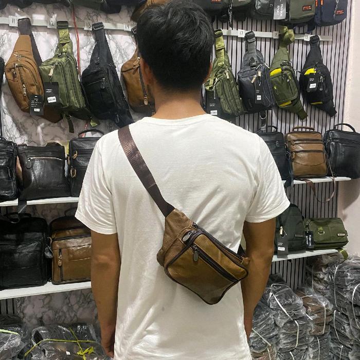 Sale Waistbag Kulit Mini// Bahan Kulit Asli Tebal// Tas Pinggang Ukuran Kecil// Tas Pria Import