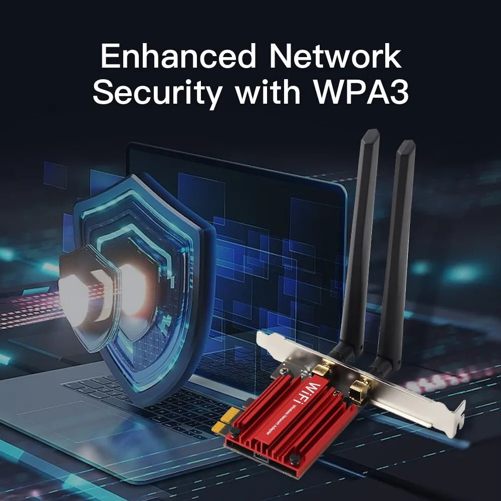 5400Mbps WiFi 6 PCIE WiFi Adapter Wireless Network Card Bluetooth 5.2 Tri-Band 2.4G/5G/6Ghz