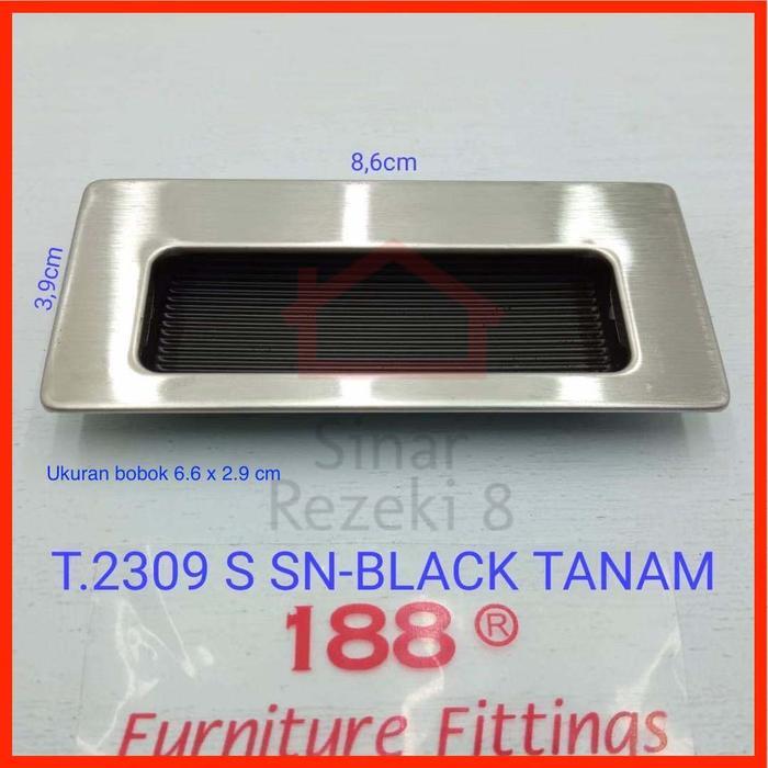 Tarikan Tanam 2309 SSN Black Kotak Handle Geser Tarikan Pintu Sliding .