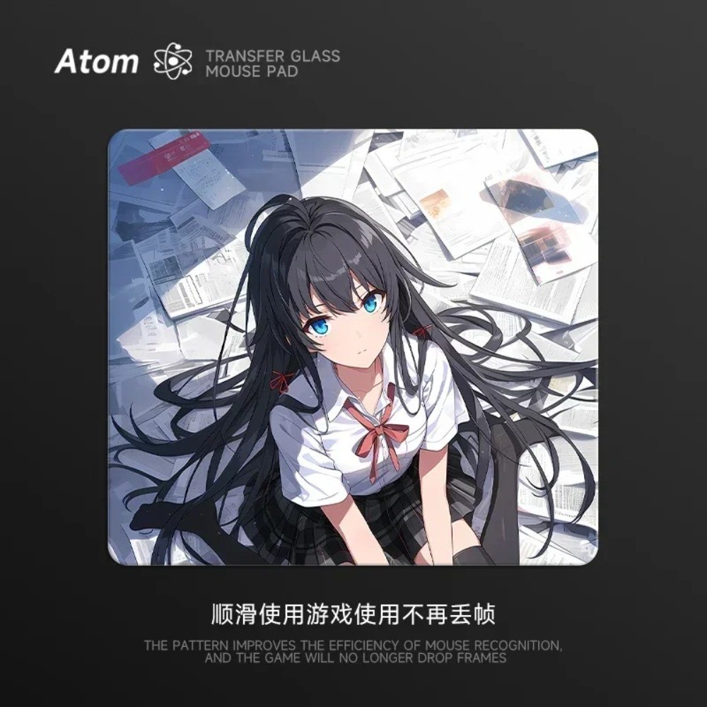 ATOM Tempered Glass Mousepads FPS Gaming Mouse Pads Desk Mat Custom Personalised Cartoon Anime Desk
