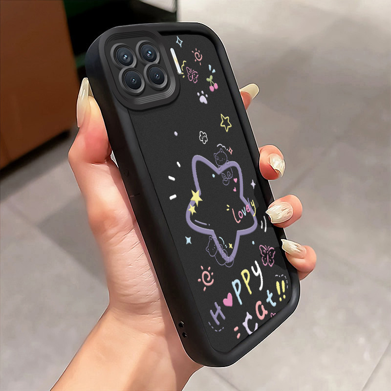 Casing Hp OPPO A93 F17 Pro OPPO Reno 4F Reno 4 Lite Case Lucky Stripe Star Kasing silikon Cesing bag
