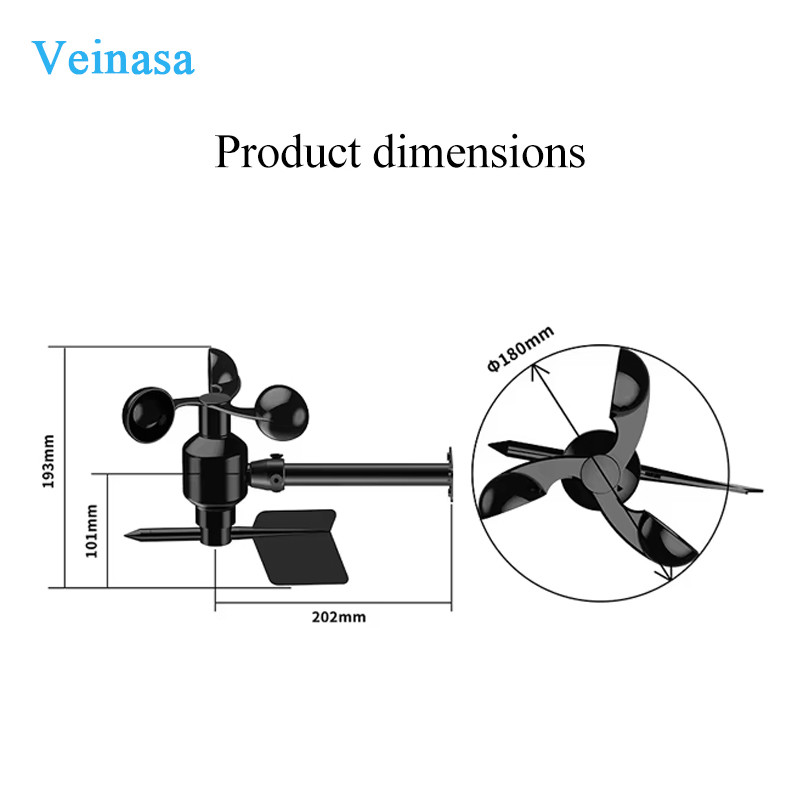 XS-WSDS02 Integrated Wind Speed and Wind Direction Sensor Aluminium alloy Anemometer Wind speed
