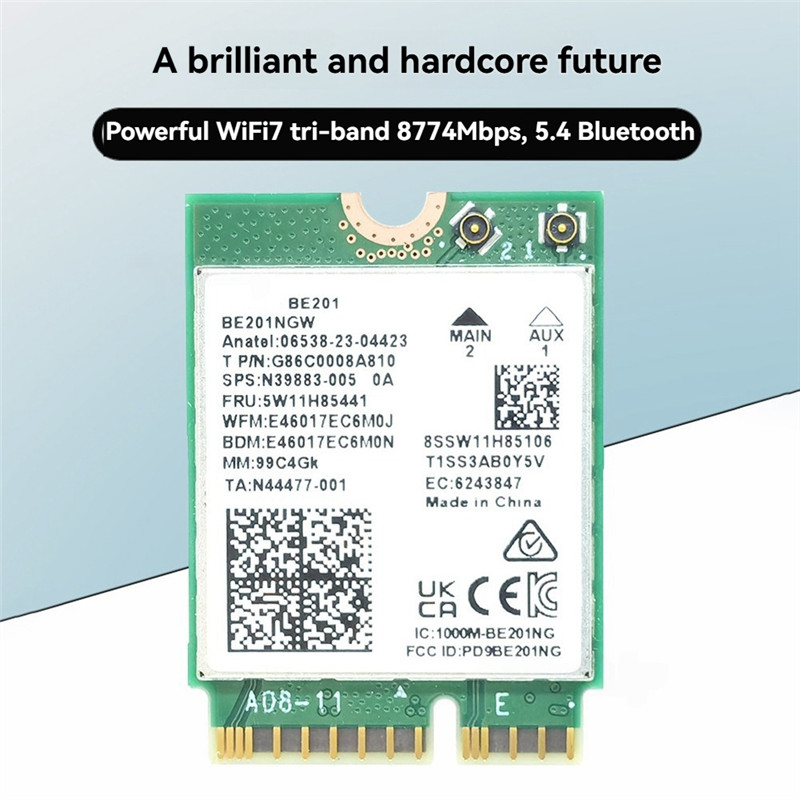 Exquisite-BE201 BE201NGW WIFI7 Card M. 2 Cnvio3 Wireless WIFI Module 8774Mbps Tri-Band BT5.4 For