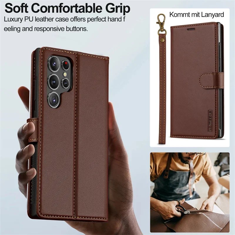 LC.imeeke Magnetic Leather Wallet Phone Case for Samsung Galaxy S26 Ultra S25 FE S24 Plus S23 S22