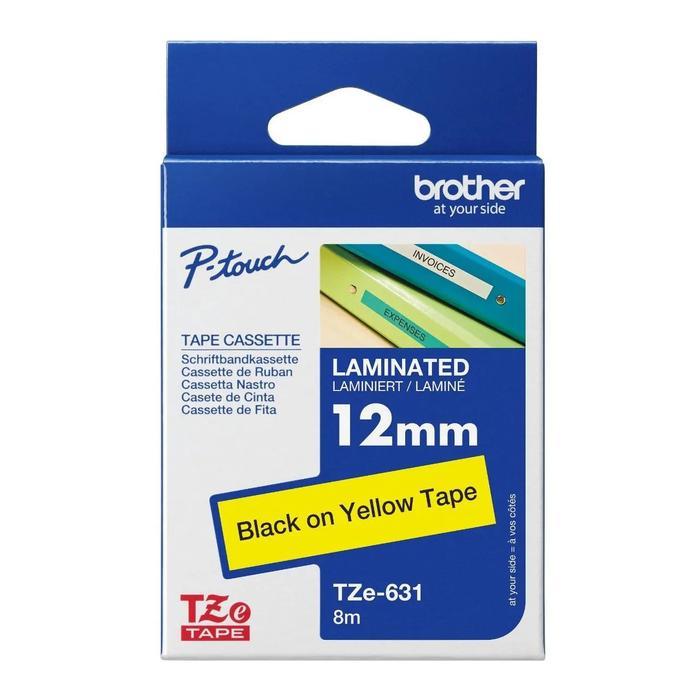 Brother Label Tape TZE-631 12MM Black On Yellow TZE 631 - Label Print