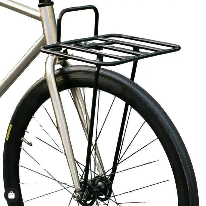 Rak Depan Sepeda Fixi Jadul Balap Gunung Model Panier Kranjang dari Bahan Besi Holo Hitam dengan