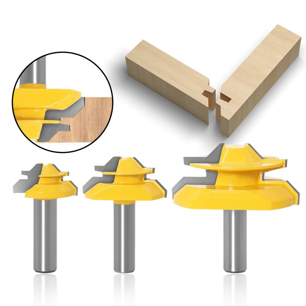 3PCS  Set of 3 Lock Miter 45 Degree Glue Joint Router Bits .Glue Joint Set Woodworking cutter Tenon 