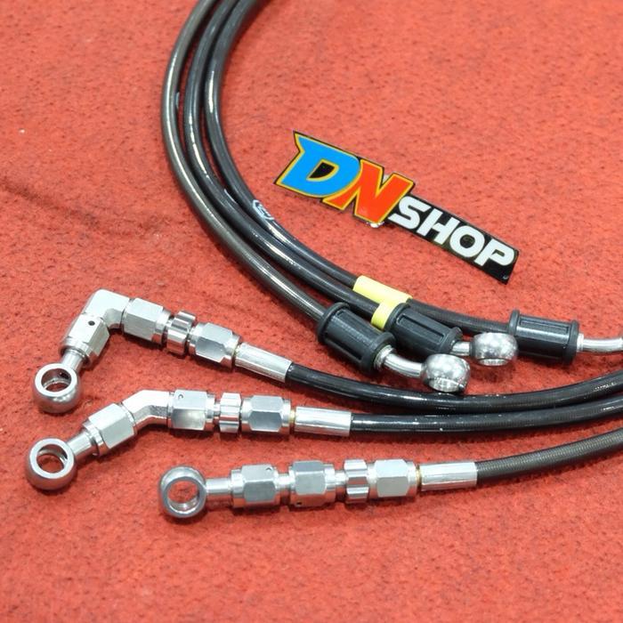 Selang rem depan hel 90cm fitting stainless 45 90 derajat