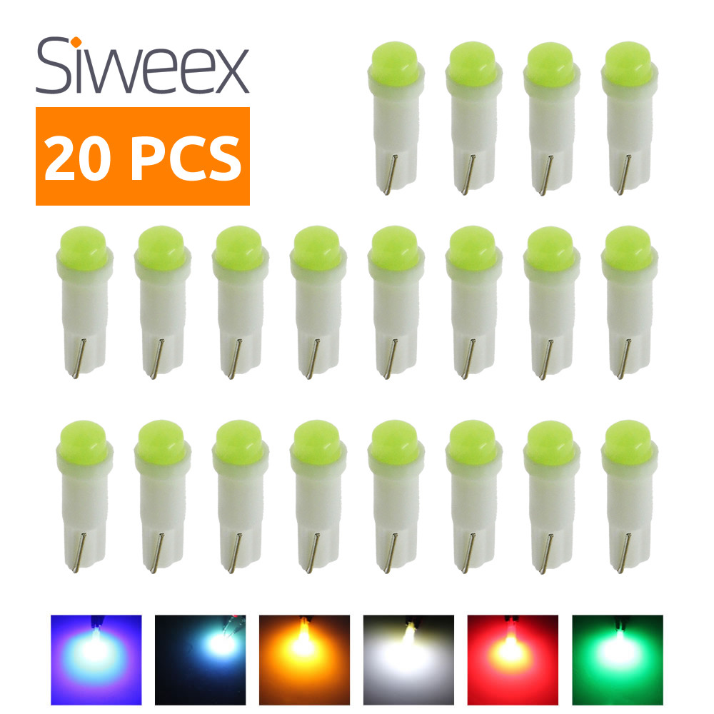 20PCS/LOT W1.2W Socket T5 LED 12V Car Auto Side Wedge Dashboard Gauge Instrument Light Lamp Bulb Ice