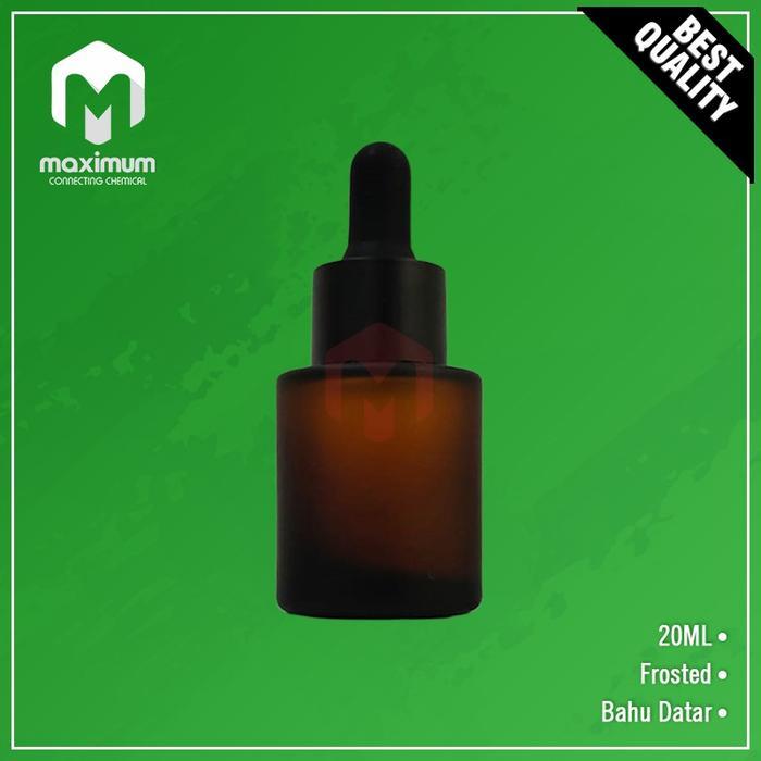Botol Pipet Kaca Frosted Amber Bahu Datar 20ML / Botol Serum 20 ML