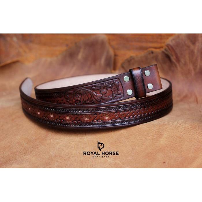 sabuk ukir kulit asli handmade, carving belt royal horse