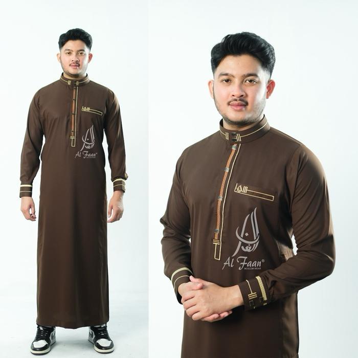 JUBAH GAMIS PRIA JUBAH PRIA MUSLIM GAMIS JUBAH AL FAAN BORDIR JUBAH ALZAN PANJANG DEWASA POLYESTER