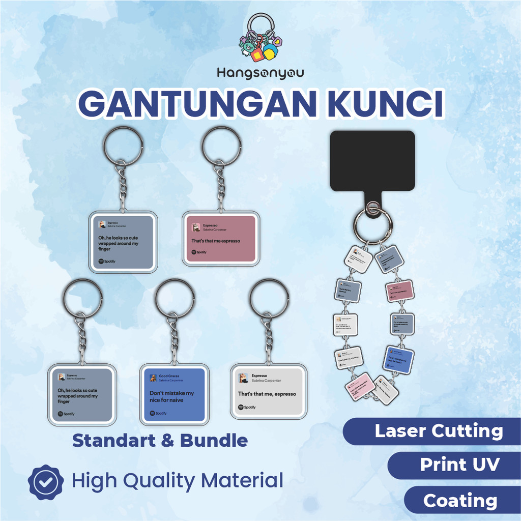 Gantungan Kunci Lirik Lagu Sabrina Carpenter Keychain lyric Spotify Print UV