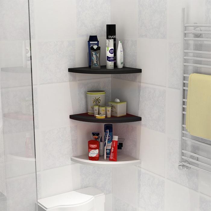 Rak Sudut Ambalan dinding Ruang Tamu Minimalis Susun 3 pc Pajangan Putih