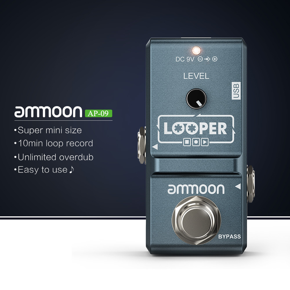 STOK TERBATAS  ammoon AP-09 Electric Guitar Effect Pedal Looper True Bypass Unlimited Overdubs 10 Mi