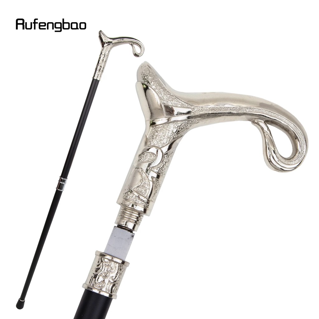 White Luxury Curve Line Type Walking Stick with 26cm Hidden Sword Self Defense Fashion Cane Sword