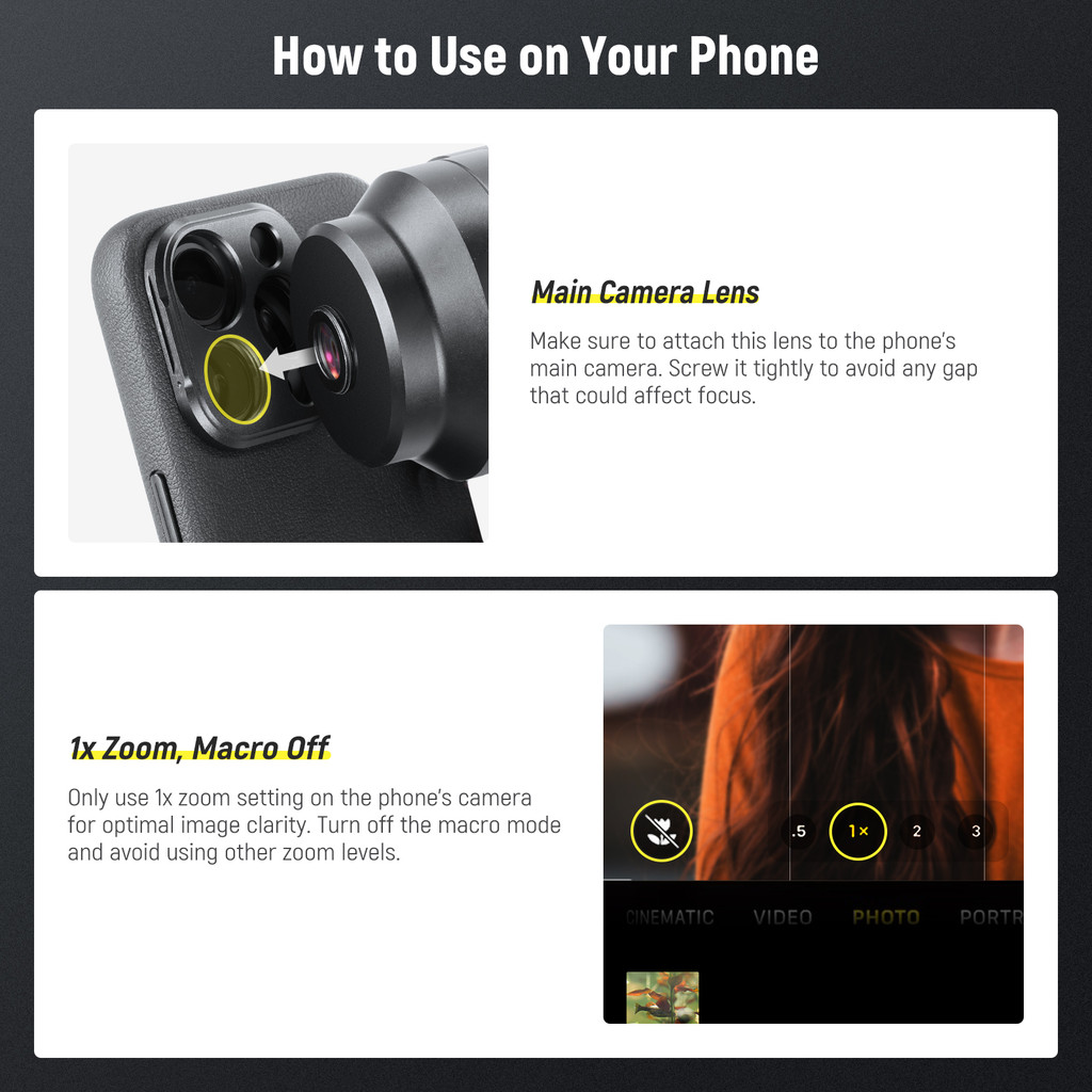 NEEWER HD 65mm Telephoto Phone Camera Lens with Lens Hood for Phone Cage Case, 1.7X Zoom Lens For