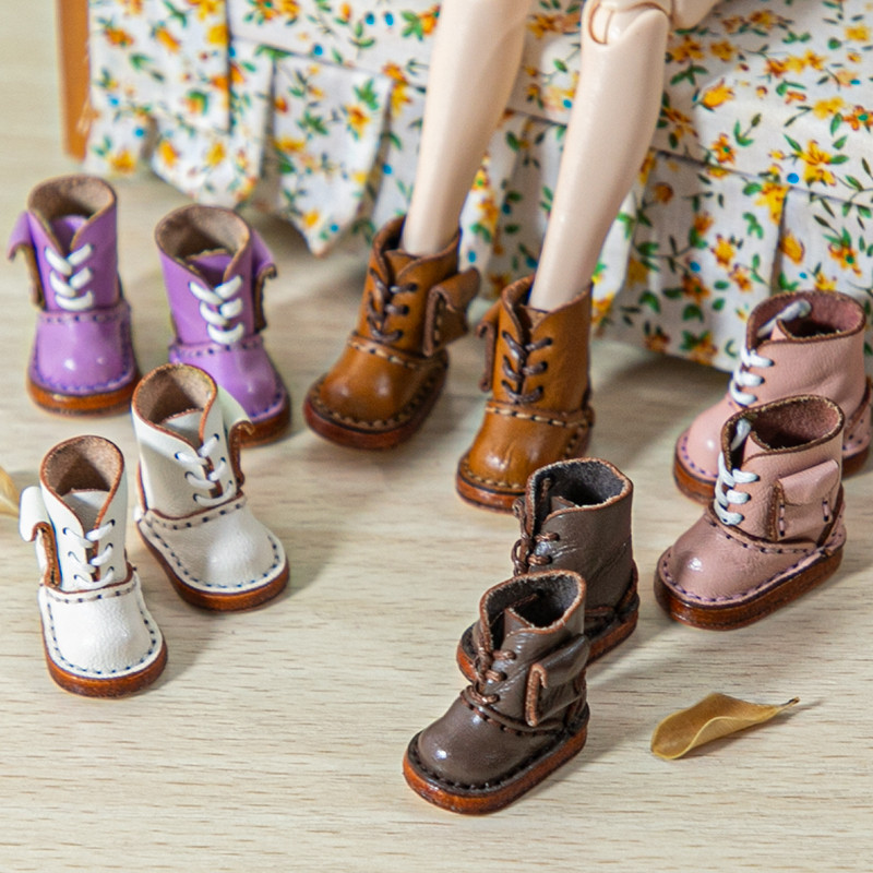 Ob24 22 Doll Handmade Boots With Pocket Doll Flat Cowhide High Boots Accessories For Ymy22 Ymy24