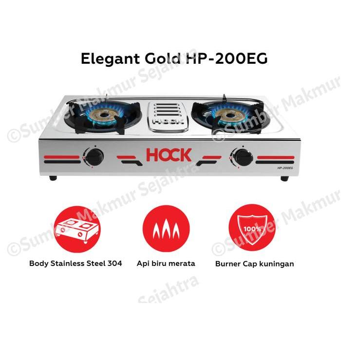 Kompor Gas 2 Tungku Stainless Hock Elegant Gold - HP 200EG