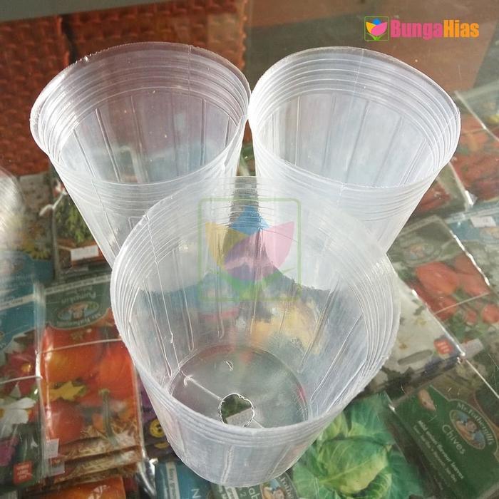 Pot Flexible Cup 10 Cm Transparan Pot Anggrek Polipot NetPot