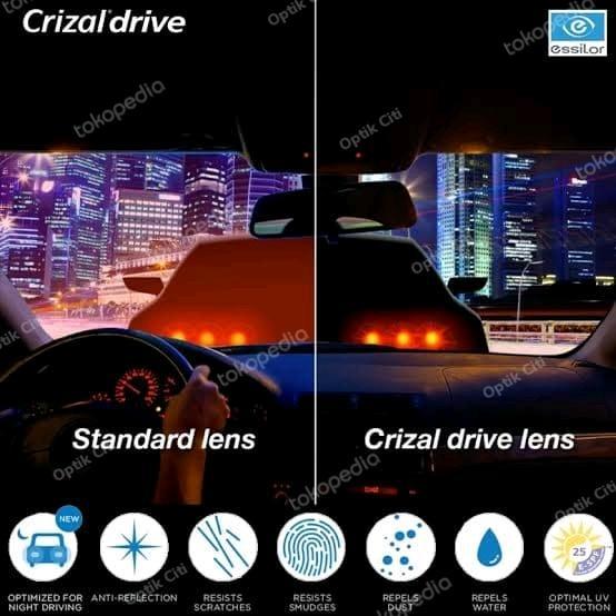 Lensa Kacamata Crizal Essilor SV Orma 1.50 Crizal Drive Original Menggurangi Silau Saat Mengemudi