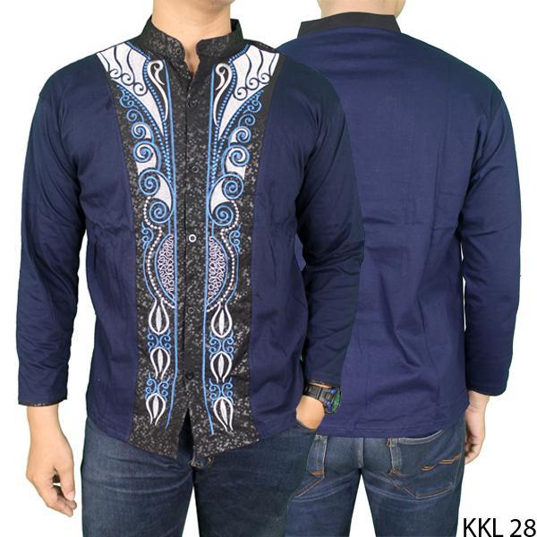Baju Koko Eksklusif Lengan Panjang Katun Biru Dongker Kkl 28