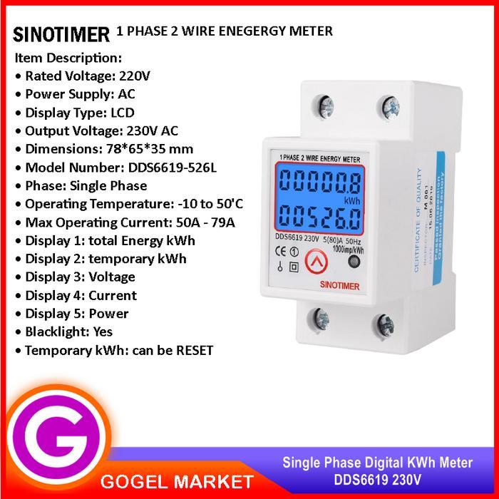 Digital Kwh Meter Watt Meter Ampere Volt Frequensi/Kwh Meter 1 Phase