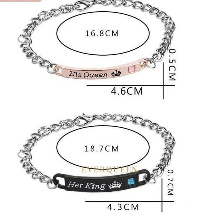 Gelang Pria & Wanita Bisa Couple Her King & His Queen Pasangan Bestie ( TIDAK TERIMA COSTUME NAMA )