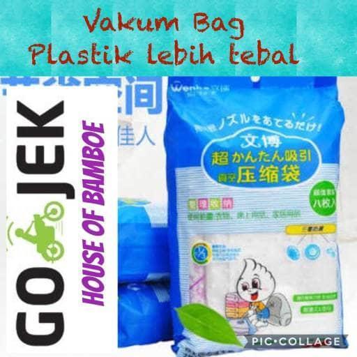 VACUUM BAG 8 KANTONG VAKUM PRES KEDAP UDARA FREE POMPA PLASTIK TEBAL