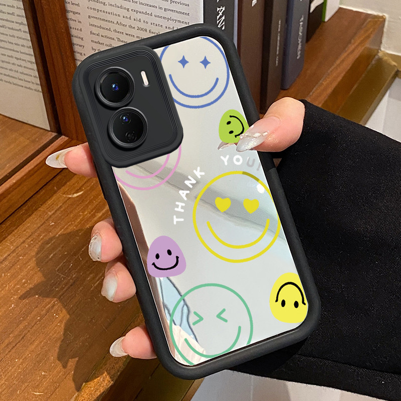 Casing Hp VIVO Y16 4G VIVO Y35 5G VIVO Y56 5G Case Casing Kematian Smile Emoji Tas Pola Kasus cermin