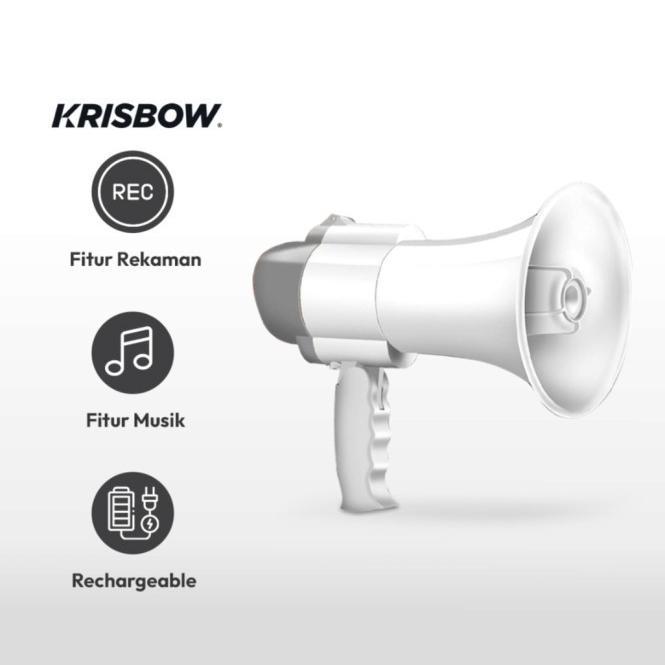TERLARIS KRISBOW Megaphone Rechargeable 10 Watt Pengeras Suara Portabel 10 Watt SALE