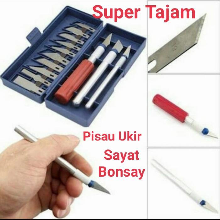 pisau sayat bonsai kelapa pisau ukir kayu 5 pisau cadangan Tajam
