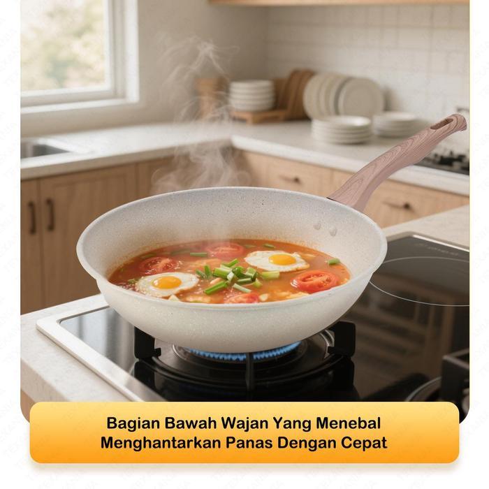 [Ischaindy Live] Wajan Keramik 30Cm Wajan Anti Lengket Warna Cream Kitchenware