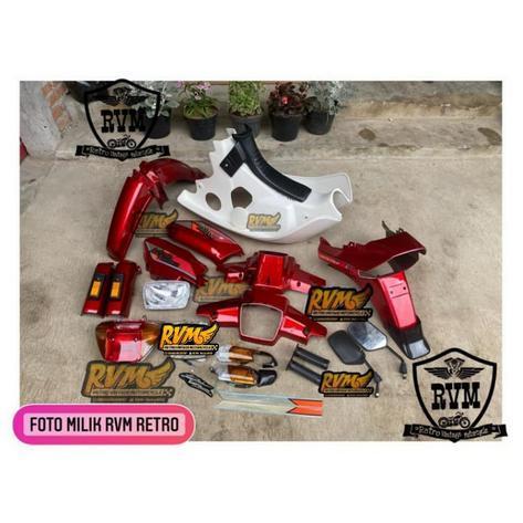 Paket Body Bodi Astrea Prima Maroon Set Legshield Bahan Mirip Ori Tbk