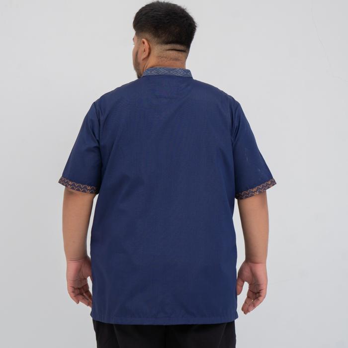 Kemeja Koko Jumbo Big Size Pria Laki Cowok Navy Songket Salur Bah597