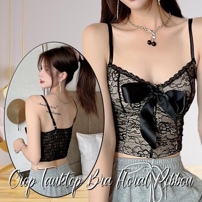 Tino-Tino Crop Tank top Bra Floral lace Ribbon/Tank top Bra renda