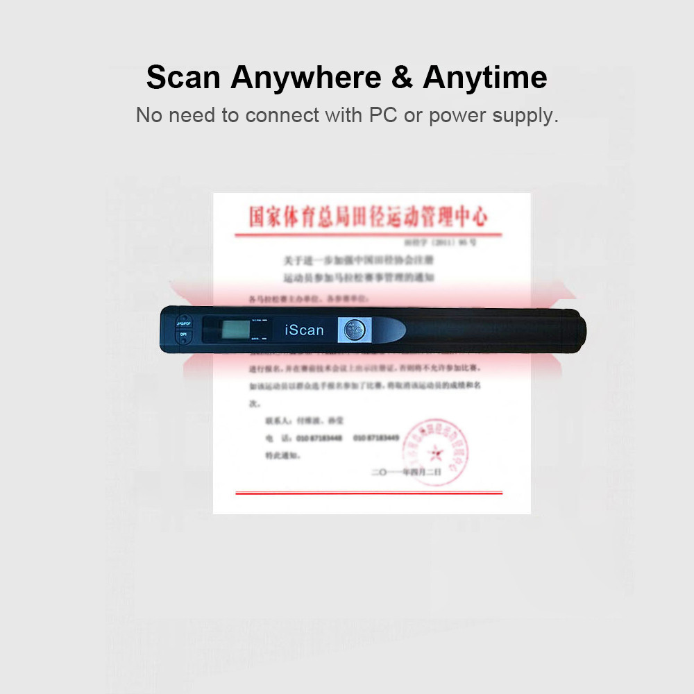 Scanner Document iScan Portable Scanner Mini Handheld Document Scanner A4 Book Scanner for JPG and