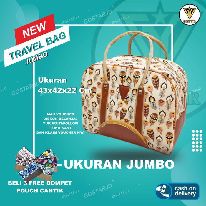 "New" Tas wanita Tas Travel bag Jumbo kanvas Tas pakaian wanita Koper Tas baju Jumbo Tas mudik cewek